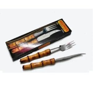 Set x 2 Cubiertos m/Madera Camping Melinox