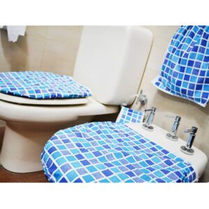 Set Baño 4 pzas.Cubre Inodoro+Bidet+Rollo+Bolsa.