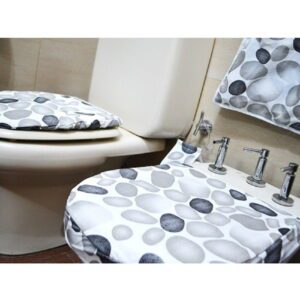 Set Baño 4 pzas.Cubre Inodoro+Bidet+Rollo+Bolsa.