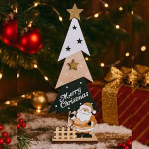 Pino Navidad Madera Pintada Deco 30x12 c/Pie*