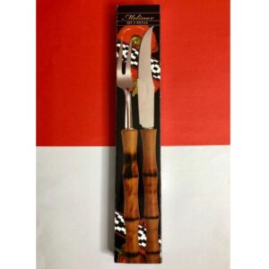 Cubiertos Largos+Tabla 45cm Madera Cj.Melinox387