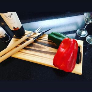 Cubiertos Largos+Tabla 45cm Madera Cj.Melinox387