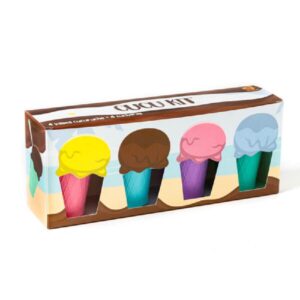 Set x4 Vasos Cucurucho+Cucharas Plast.Duzzi