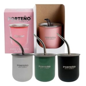 Mate Termico Acero PORTEÑO+Bombilla