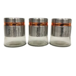 Set x3 Frascos 4Y3 Vidrio Tapa Acero 10x8cms*
