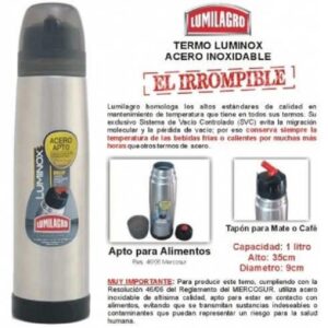 Termo Acero Bala Lumilagro 1 lt*