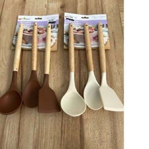 683 Set x3 Cuchara+Cucharon+Espatula Silicona*