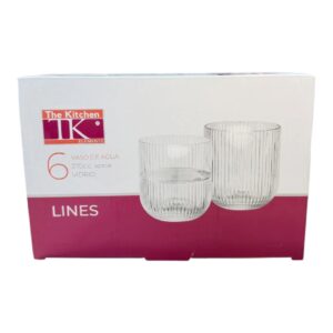 Set x 6 Vasos Vidrio Rayas Agua Lines 270 cc .