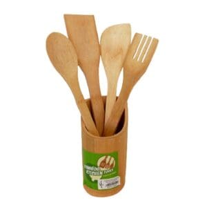 109 Set x4 Utensilios Bambu 30cm c/Estuche Base*