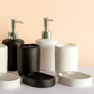 Set Trio Dinamico Jabonera+Vaso+Dispenser Amalfi.