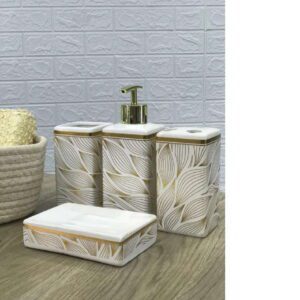Set 3523 Baño 4 Pzas Porcelana Hojas .