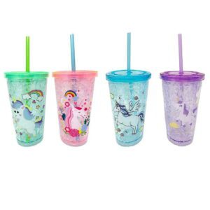 Vaso 682 Plastico Unicornio c/Sorbete 450ml*