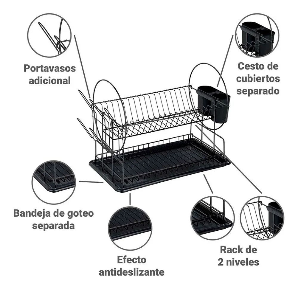 Escurridor 977 Platos Acero+Bandeja Plast * - Imagen 5