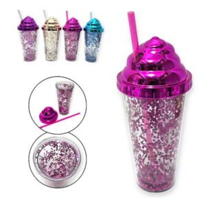 Vaso 681 Plast.Deco 20x10 c/Tapa+Sorbete*