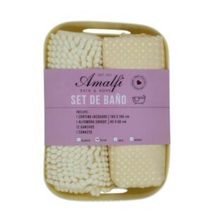 Set Baño 2031 Cortina+Ganchos+Alfombra+Canast.