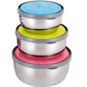 Set x 3 Bowl Acero 264 Tapa Plast.12,14,16cms*