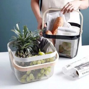 Canasto W7120 Metal c/Manija Madera 25x25x18*