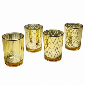Vaso Vidrio 2352 Portavela 6 cm Dorados