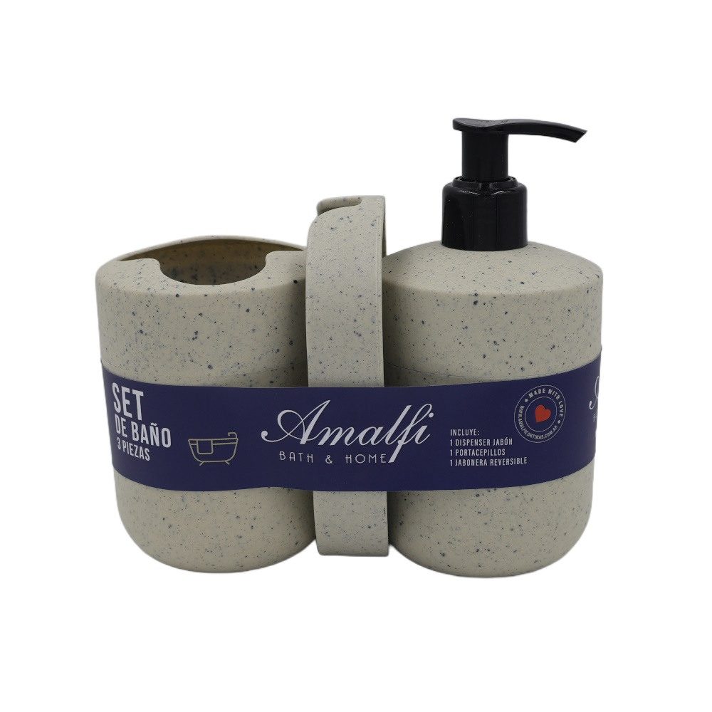 Set Trio Dinamico Jabonera+Vaso+Dispenser Amalfi. - Imagen 2