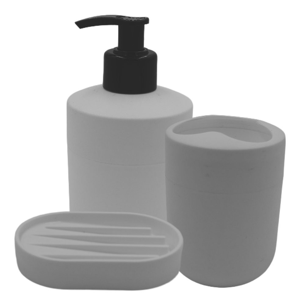 Set Trio Dinamico Jabonera+Vaso+Dispenser Amalfi. - Imagen 3
